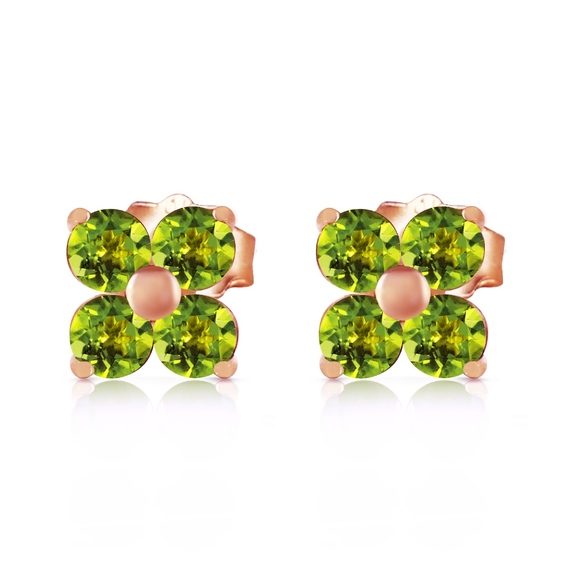 14K. SOLID GOLD STUD EARRINGS WITH NATURAL PERIDOT